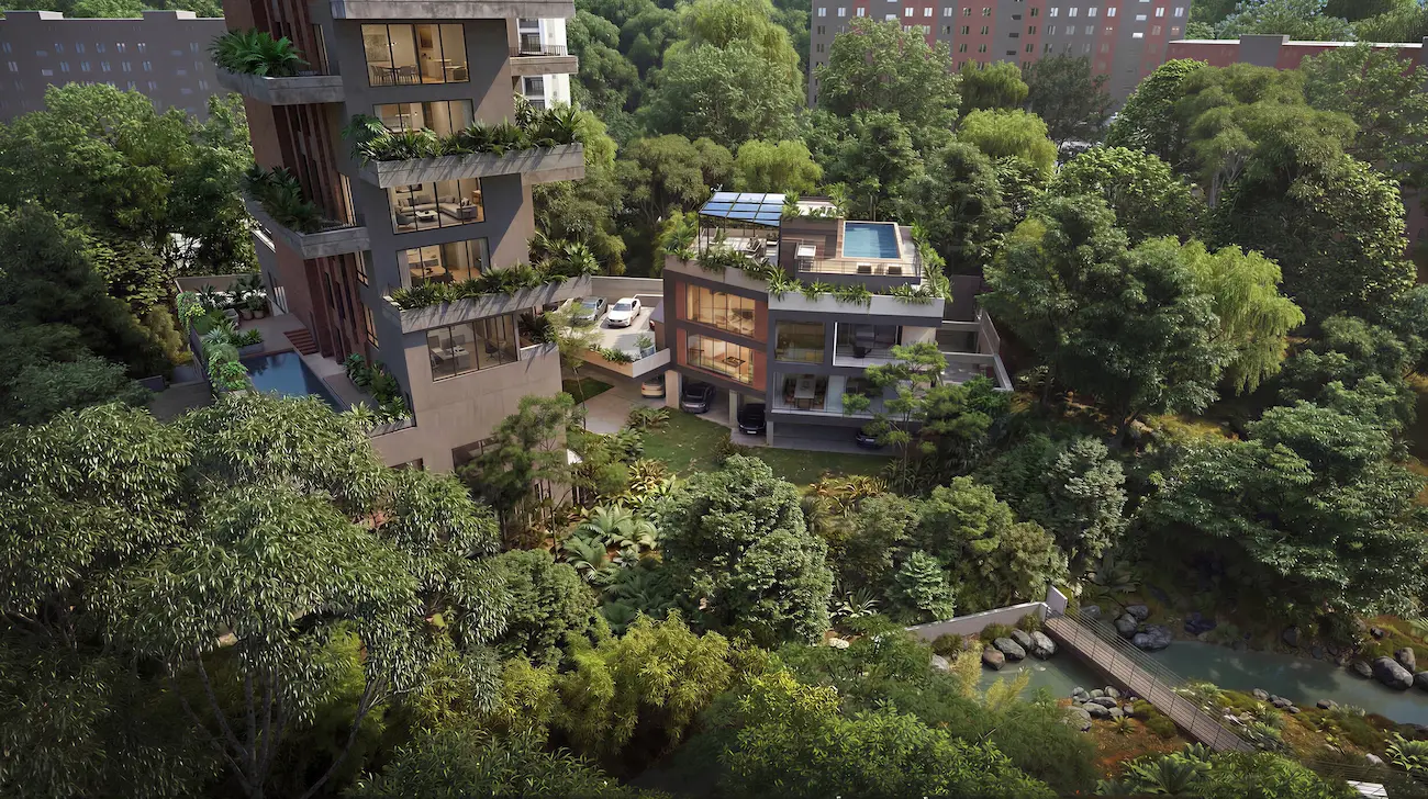 Car Collector's Mancave exterior at Morph Lalinde — luxury car storage and living space in Medellín